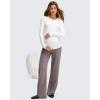 imageG4Free BareFeel Maternity Dress Yoga Pants with Pockets Over The Belly Stretchy Work Slack Pregnancy Wide Leg Casual TrousersTaupe