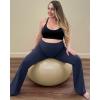imageG4Free BareFeel Maternity Flare Leggings with Pockets Over The Belly Stretchy Casual Lounge Pregnancy Dress Pants for WorkDark Blue