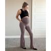 imageG4Free BareFeel Maternity Flare Leggings with Pockets Over The Belly Stretchy Casual Lounge Pregnancy Dress Pants for WorkTaupe