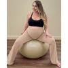 imageG4Free BareFeel Maternity Flare Leggings with Pockets Over The Belly Stretchy Casual Lounge Pregnancy Dress Pants for WorkToffee