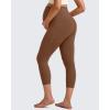 imageG4Free BareFeel Maternity Leggings with Pockets Over The Belly Stretchy Workout Yoga Pregnancy Capri PantsDark Coffee
