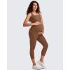 imageG4Free BareFeel Maternity Leggings with Pockets Over The Belly Stretchy Workout Yoga Pregnancy Capri PantsDark Coffee