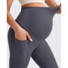 imageG4Free BareFeel Maternity Leggings with Pockets Over The Belly Stretchy Workout Yoga Pregnancy Capri PantsDark Gray
