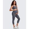 imageG4Free BareFeel Maternity Leggings with Pockets Over The Belly Stretchy Workout Yoga Pregnancy Capri PantsDark Gray