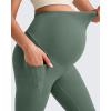 imageG4Free BareFeel Maternity Leggings with Pockets Over The Belly Stretchy Workout Yoga Pregnancy Capri PantsGray Sage
