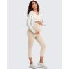 imageG4Free BareFeel Maternity Leggings with Pockets Over The Belly Stretchy Workout Yoga Pregnancy Capri PantsLight Khaki