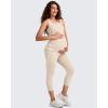 imageG4Free BareFeel Maternity Leggings with Pockets Over The Belly Stretchy Workout Yoga Pregnancy Capri PantsLight Khaki