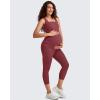 imageG4Free BareFeel Maternity Leggings with Pockets Over The Belly Stretchy Workout Yoga Pregnancy Capri PantsRed