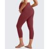 imageG4Free BareFeel Maternity Leggings with Pockets Over The Belly Stretchy Workout Yoga Pregnancy Capri PantsRed
