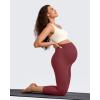 imageG4Free BareFeel Maternity Leggings with Pockets Over The Belly Stretchy Workout Yoga Pregnancy Capri PantsRed