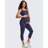imageG4Free BareFeel Maternity Leggings with Pockets Over The Belly Stretchy Workout Yoga Pregnancy Capri PantsRoyal Blue
