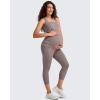 imageG4Free BareFeel Maternity Leggings with Pockets Over The Belly Stretchy Workout Yoga Pregnancy Capri PantsTaupe