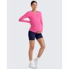 imageG4Free BareFeel Maternity Long Sleeve T Shirts Crewneck Ruches Pregnancy Workout Tops with Thumbholes Altheltic Yoga TeeHot Pink