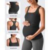 imageG4Free BareFeel Maternity Racerback Tank Tops with Built in Bra Ruched Sleeveless Square Neck Pregnancy Yoga Workout ShirtsBlack