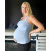 imageG4Free BareFeel Maternity Racerback Tank Tops with Built in Bra Ruched Sleeveless Square Neck Pregnancy Yoga Workout ShirtsLight Denim