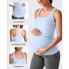 imageG4Free BareFeel Maternity Racerback Tank Tops with Built in Bra Ruched Sleeveless Square Neck Pregnancy Yoga Workout ShirtsLight Denim