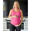 imageG4Free BareFeel Maternity Racerback Tank Tops with Built in Bra Ruched Sleeveless Square Neck Pregnancy Yoga Workout ShirtsRosy Pink