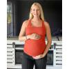 imageG4Free BareFeel Maternity Racerback Tank Tops with Built in Bra Ruched Sleeveless Square Neck Pregnancy Yoga Workout ShirtsRust Orange