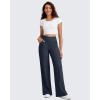 imageG4Free Breathable Ribbed Wide Leg Pants Women Casual Lightweight High Waist Yoga Pants with Pockets PetiteRegularTallDark Navy