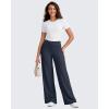imageG4Free Breathable Ribbed Wide Leg Pants Women Casual Lightweight High Waist Yoga Pants with Pockets PetiteRegularTallDark Navy