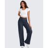 imageG4Free Breathable Ribbed Wide Leg Pants Women Casual Lightweight High Waist Yoga Pants with Pockets PetiteRegularTallDark Navy