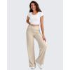 imageG4Free Breathable Ribbed Wide Leg Pants Women Casual Lightweight High Waist Yoga Pants with Pockets PetiteRegularTallLight Khaki