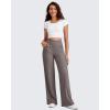 imageG4Free Breathable Ribbed Wide Leg Pants Women Casual Lightweight High Waist Yoga Pants with Pockets PetiteRegularTallTaupe