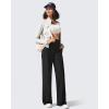 imageG4Free Breathable Ribbed Wide Leg Yoga Pants Women High Waist Lightweight Casual Trousers with PocketsBlack