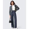 imageG4Free Breathable Ribbed Wide Leg Yoga Pants Women High Waist Lightweight Casual Trousers with PocketsDark Blue