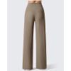 imageG4Free Breathable Ribbed Wide Leg Yoga Pants Women High Waist Lightweight Casual Trousers with PocketsDark Brown