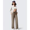 imageG4Free Breathable Ribbed Wide Leg Yoga Pants Women High Waist Lightweight Casual Trousers with PocketsDark Brown