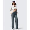 imageG4Free Breathable Ribbed Wide Leg Yoga Pants Women High Waist Lightweight Casual Trousers with PocketsDark Gray