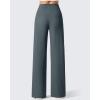 imageG4Free Breathable Ribbed Wide Leg Yoga Pants Women High Waist Lightweight Casual Trousers with PocketsDark Gray