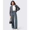 imageG4Free Breathable Ribbed Wide Leg Yoga Pants Women High Waist Lightweight Casual Trousers with PocketsDark Gray