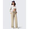 imageG4Free Breathable Ribbed Wide Leg Yoga Pants Women High Waist Lightweight Casual Trousers with PocketsDirty Latte