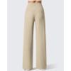 imageG4Free Breathable Ribbed Wide Leg Yoga Pants Women High Waist Lightweight Casual Trousers with PocketsDirty Latte