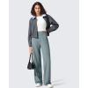 imageG4Free Breathable Ribbed Wide Leg Yoga Pants Women High Waist Lightweight Casual Trousers with PocketsGray Blue