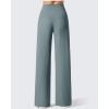 imageG4Free Breathable Ribbed Wide Leg Yoga Pants Women High Waist Lightweight Casual Trousers with PocketsGray Blue