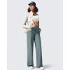 imageG4Free Breathable Ribbed Wide Leg Yoga Pants Women High Waist Lightweight Casual Trousers with PocketsGray Blue