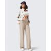 imageG4Free Breathable Ribbed Wide Leg Yoga Pants Women High Waist Lightweight Casual Trousers with PocketsLight Khaki