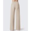 imageG4Free Breathable Ribbed Wide Leg Yoga Pants Women High Waist Lightweight Casual Trousers with PocketsLight Khaki