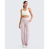 imageG4Free Breathable Ribbed Women Casual Wide Leg Pants with Pockets Lightweight High Waist Yoga Pants PetiteRegularTallLight Pink