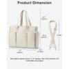 imageG4Free Canvas Tote Bag with Pockets Medium Size Crossbody Work Tote Bag for Women Zipper ClosureBeige