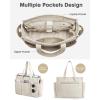 imageG4Free Canvas Tote Bag with Pockets Medium Size Crossbody Work Tote Bag for Women Zipper ClosureBeige