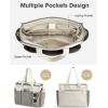 imageG4Free Canvas Tote Bag with Pockets Medium Size Crossbody Work Tote Bag for Women Zipper ClosureGrey