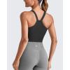 imageG4Free Cropped Workout Tops for Women Built in Bra Removable Padded Longline Sports Bras Racerback Yoga TopsBlack