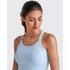 imageG4Free Cropped Workout Tops for Women Built in Bra Removable Padded Longline Sports Bras Racerback Yoga TopsLight Denim