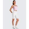 imageG4Free Cropped Workout Tops for Women Built in Bra Removable Padded Longline Sports Bras Racerback Yoga TopsPink