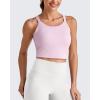 imageG4Free Cropped Workout Tops for Women Built in Bra Removable Padded Longline Sports Bras Racerback Yoga TopsPink