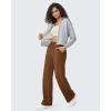 imageG4Free Fleece Lined Sweaterpants Women Elastic Drawstring Wide Leg Winter Trousers with Pockets for Casual WorkDark Coffee